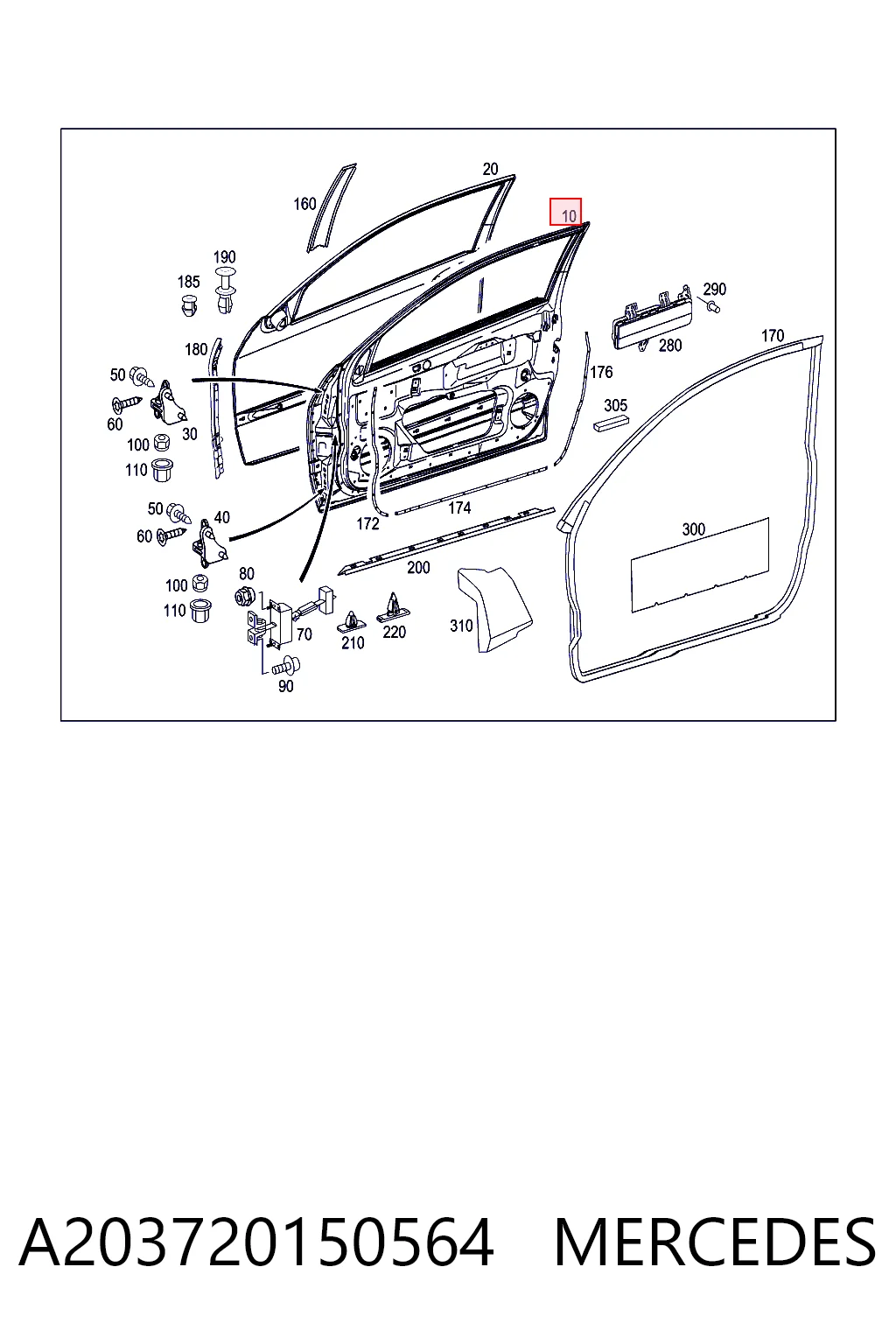 Puerta delantera para Mercedes C  CL203