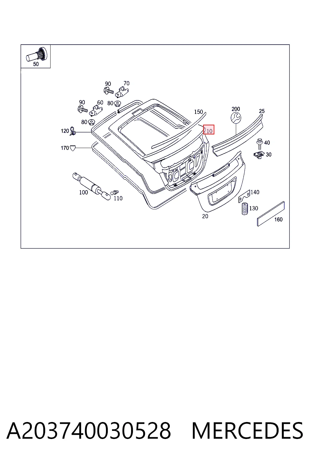 Puerta trasera para Mercedes C CL203