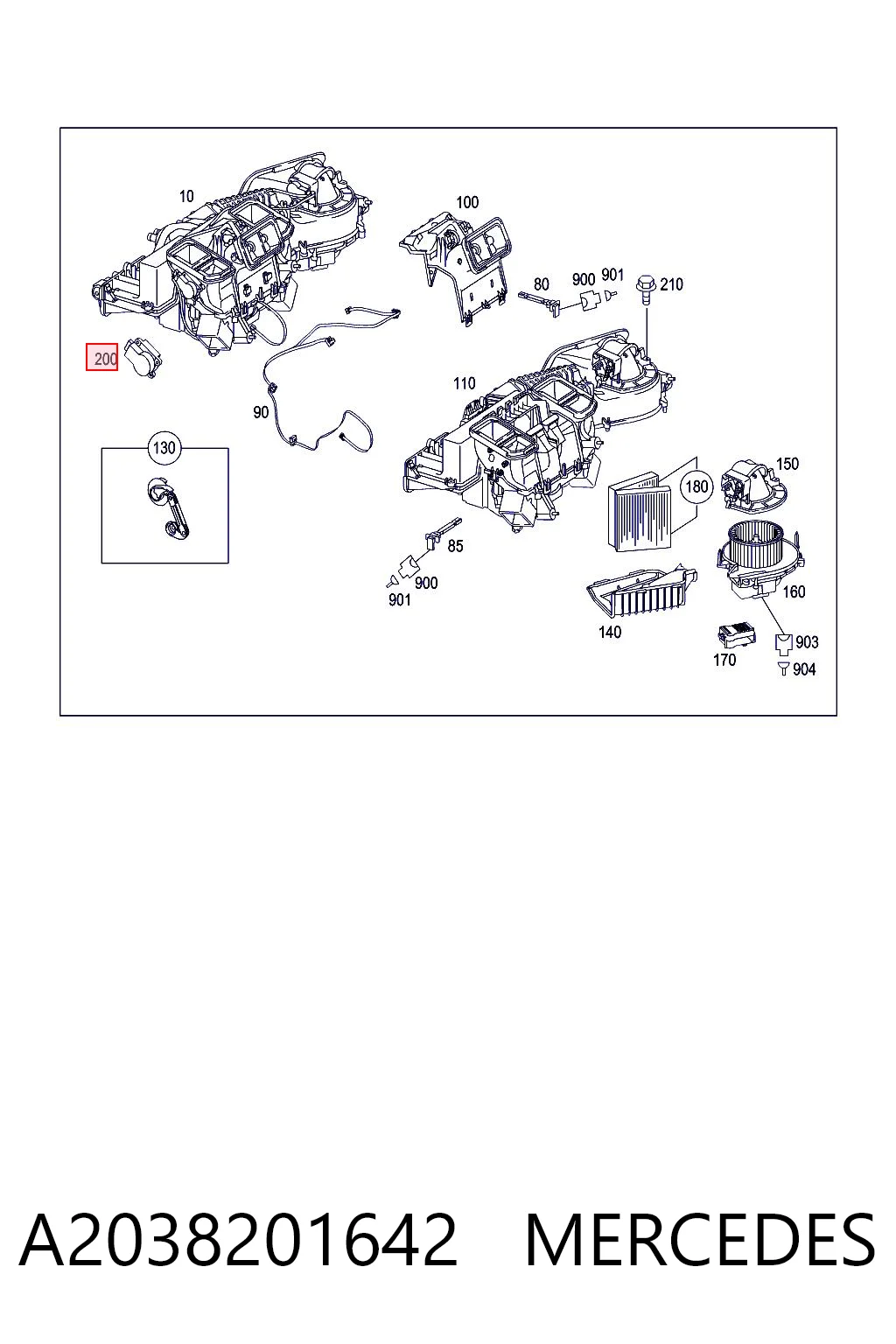 A2038201642 Mercedes Actuador de compuerta de calefacción
