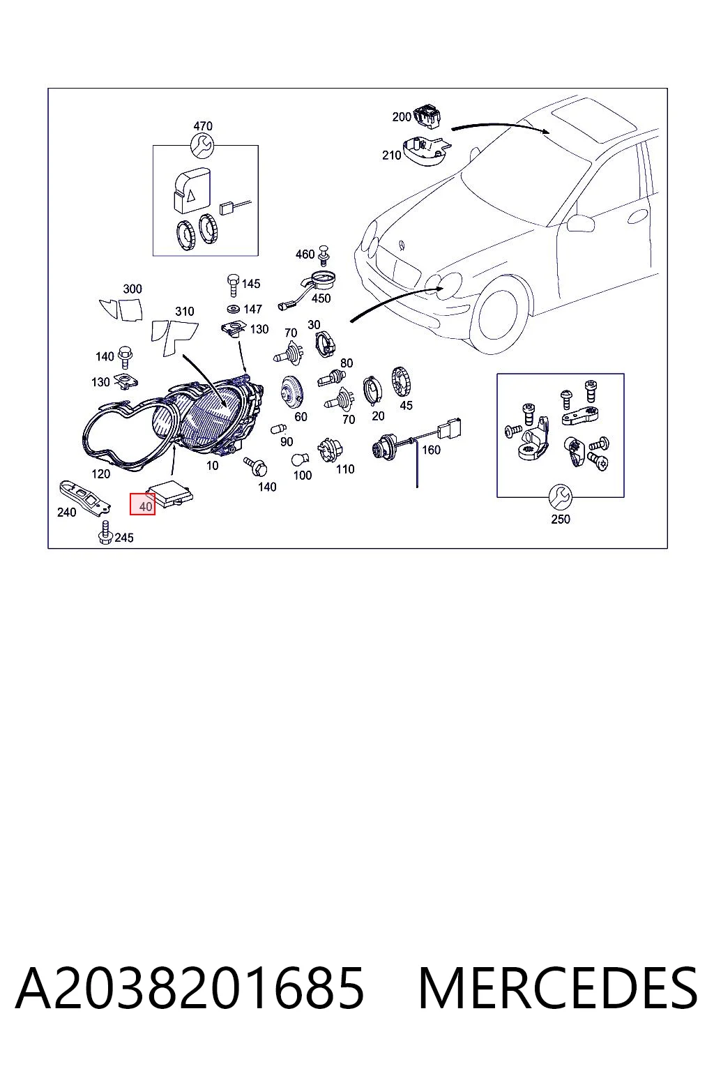 A2038201685 Mercedes Unidad de control de xenón