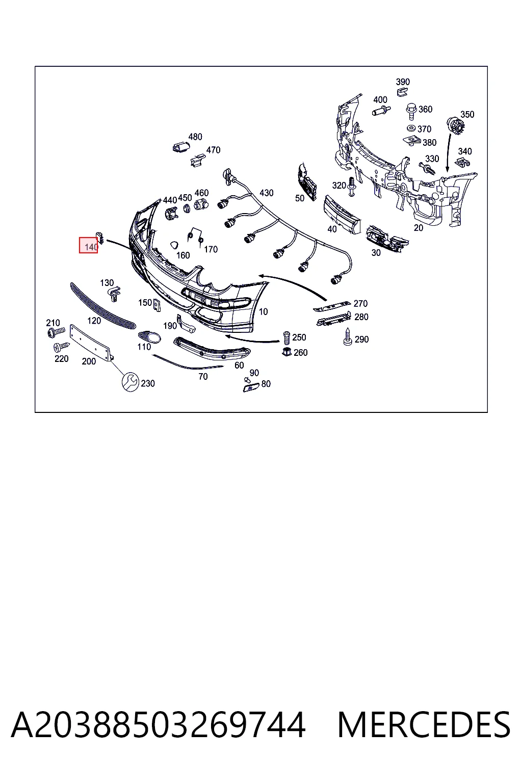 Comprar Tapa del enganche de remolcado delantera Mercedes C  CL203