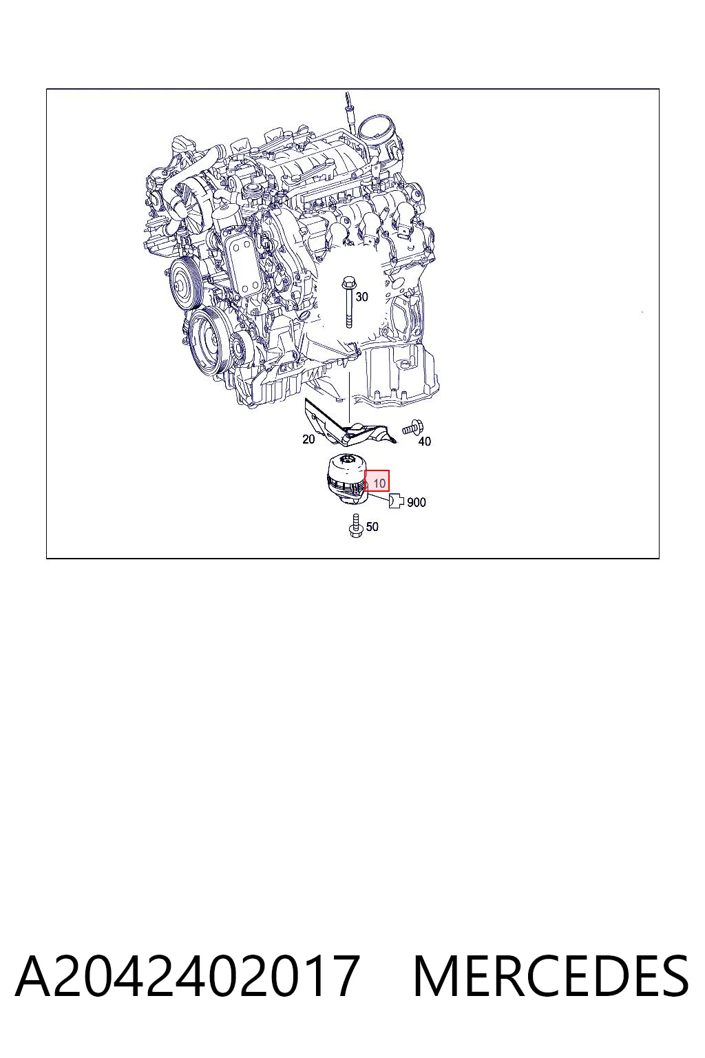 A2042402017 Mercedes Almohada del Motor Izquierda / Derecha