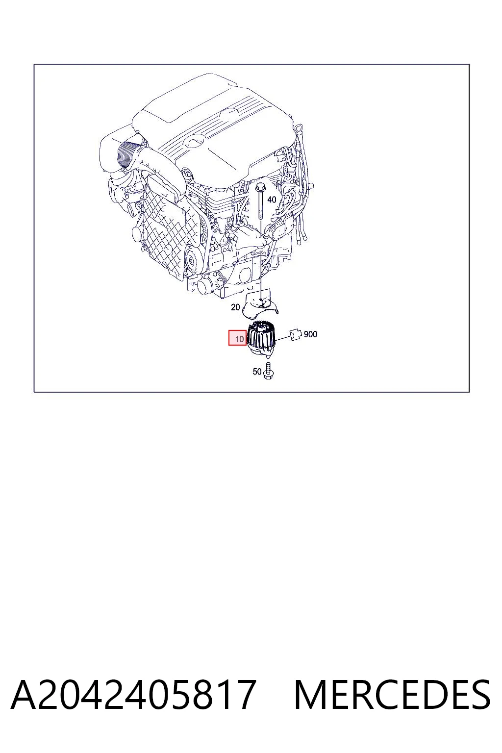 A2042405817 Mercedes Cojín del motor