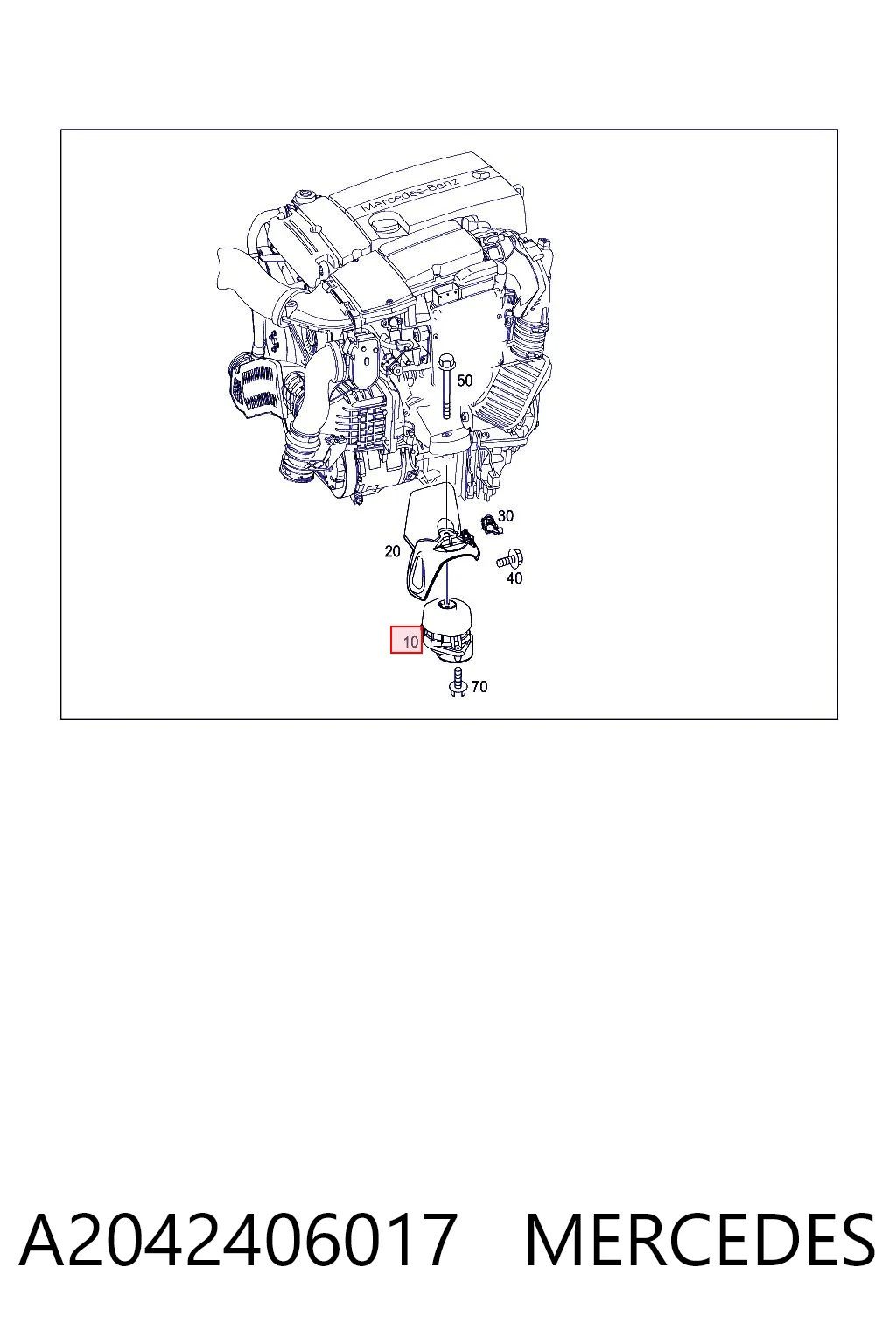 A2042406017 Mercedes Almohada del Motor Izquierda / Derecha