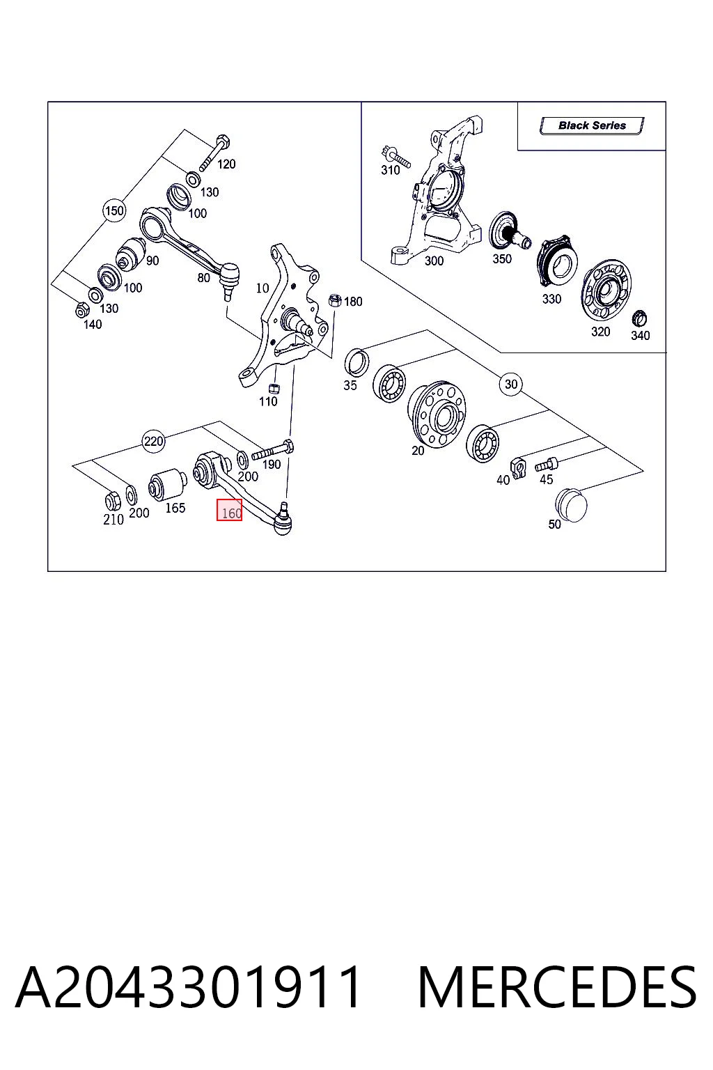 A2043301911 Mercedes Brazo inferior izquierdo de la suspensión delantera