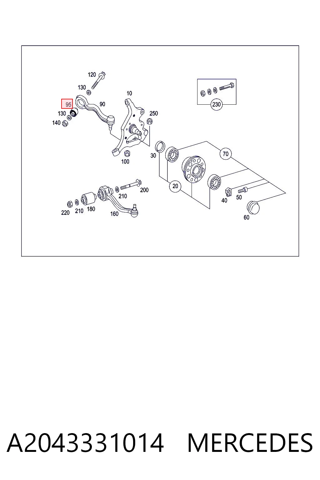A2043331014 Mercedes Buje del brazo de suspensión delantero superior