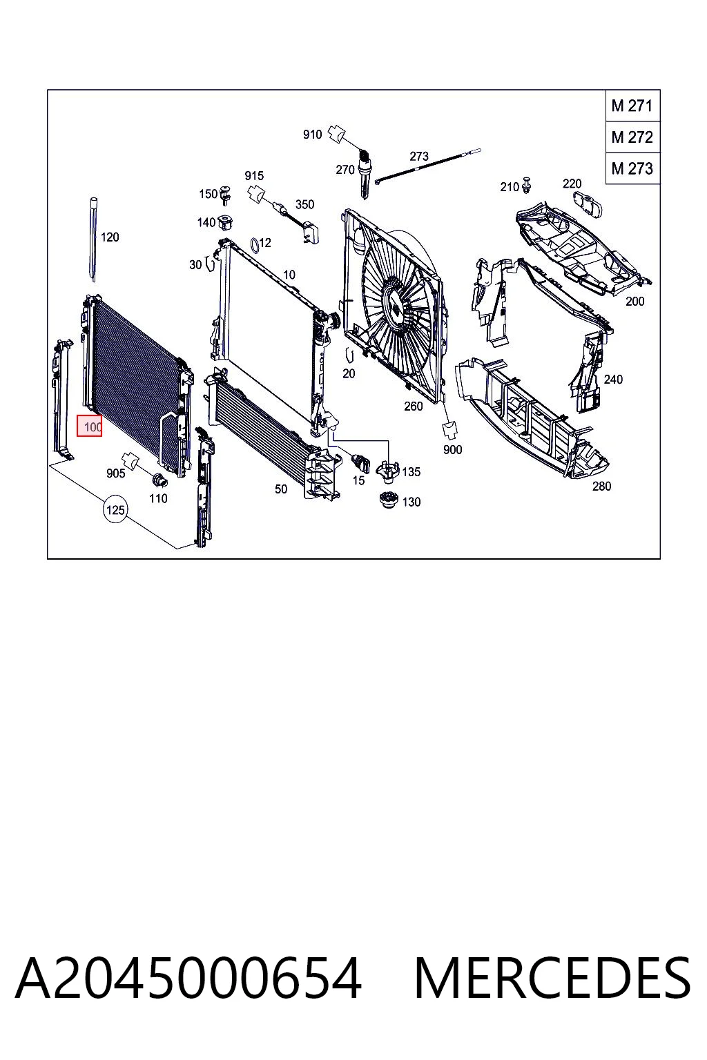 A2045000654 Mercedes Radiador de aire acondicionado