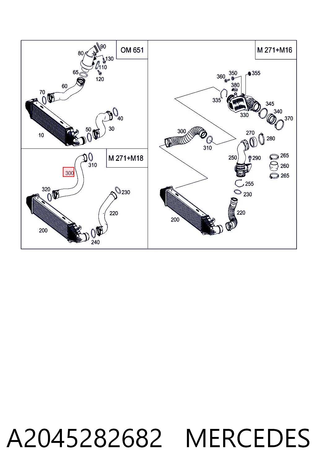 A2045282682 Mercedes Manguera del intercooler