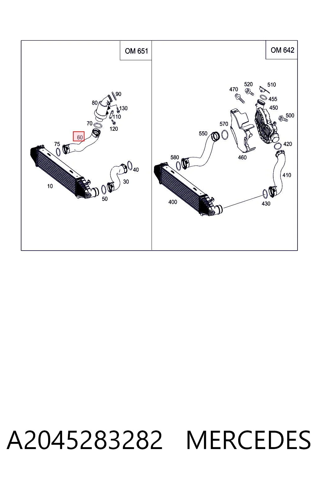 A2045283282 Mercedes Manguera del intercooler
