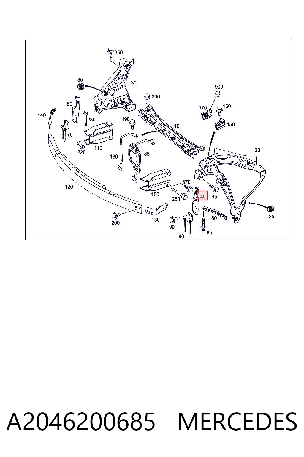 A2046200685 Mercedes Soporte de montaje de faros delantero izquierdo