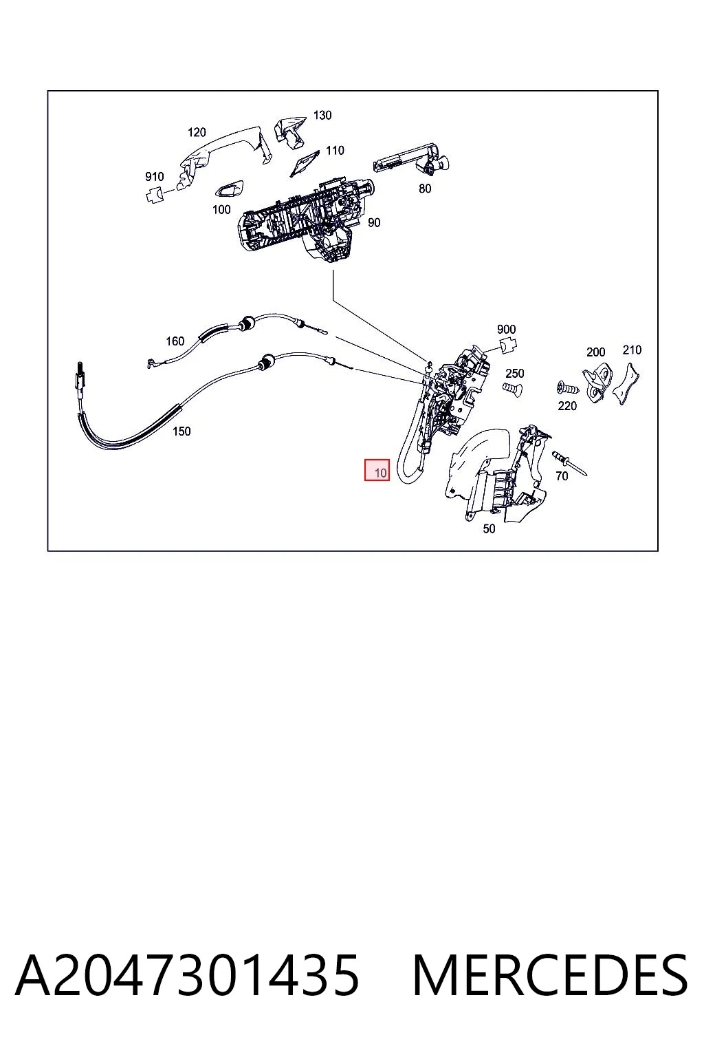 A2047301435 Mercedes Cerradura de la puerta trasera derecha