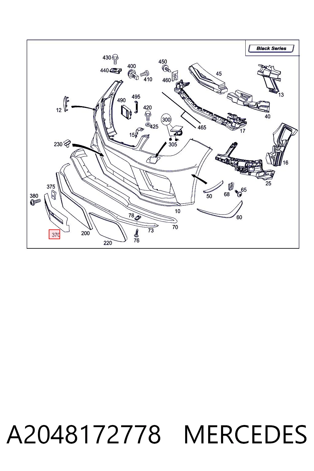 A2048172778 Mercedes Soporte de matricula delantera