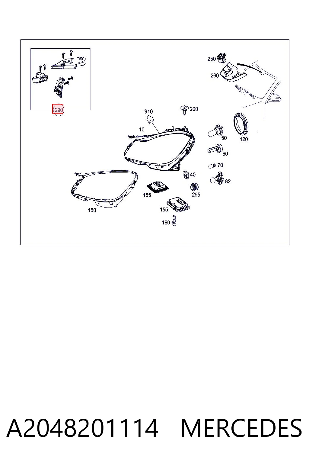 A2048201114 Mercedes Soporte de montaje de faros delantero izquierdo