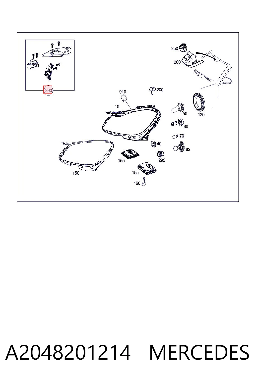 A2048201214 Mercedes Soporte de fijación del faro delantero derecho