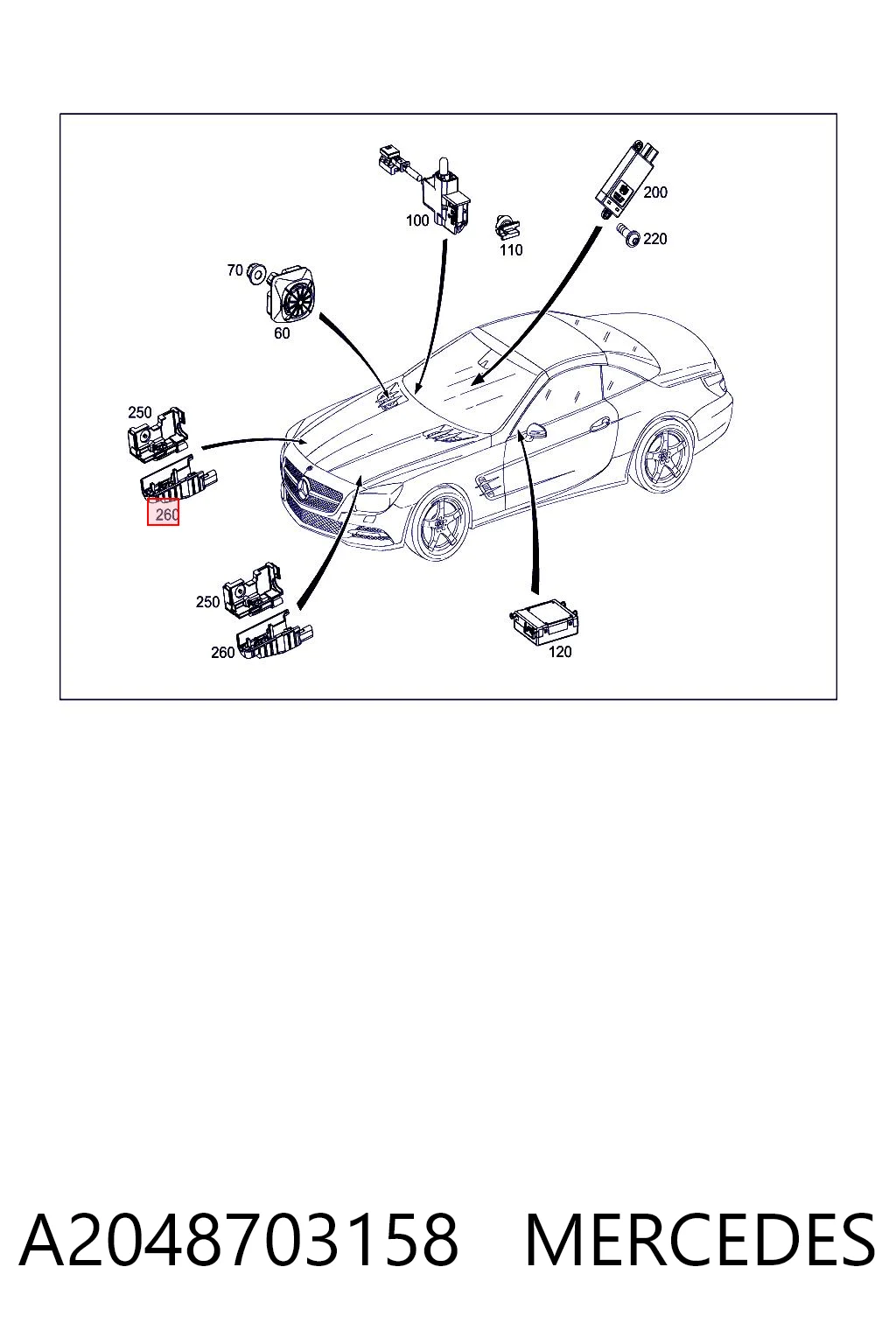 A2048703158 Mercedes Sensor de apertura de capó
