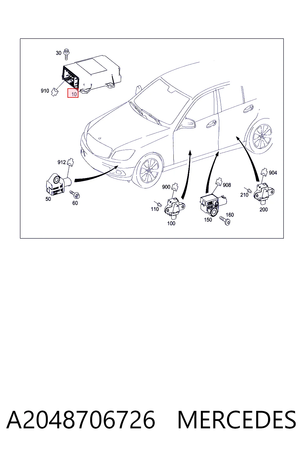 Comprar A204901260405 Mercedes Módulo de control de airbag