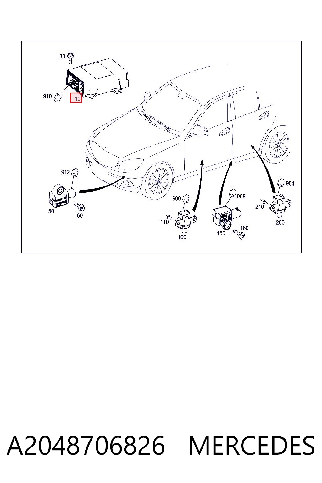 Módulo de control de airbag A204901260405 Mercedes