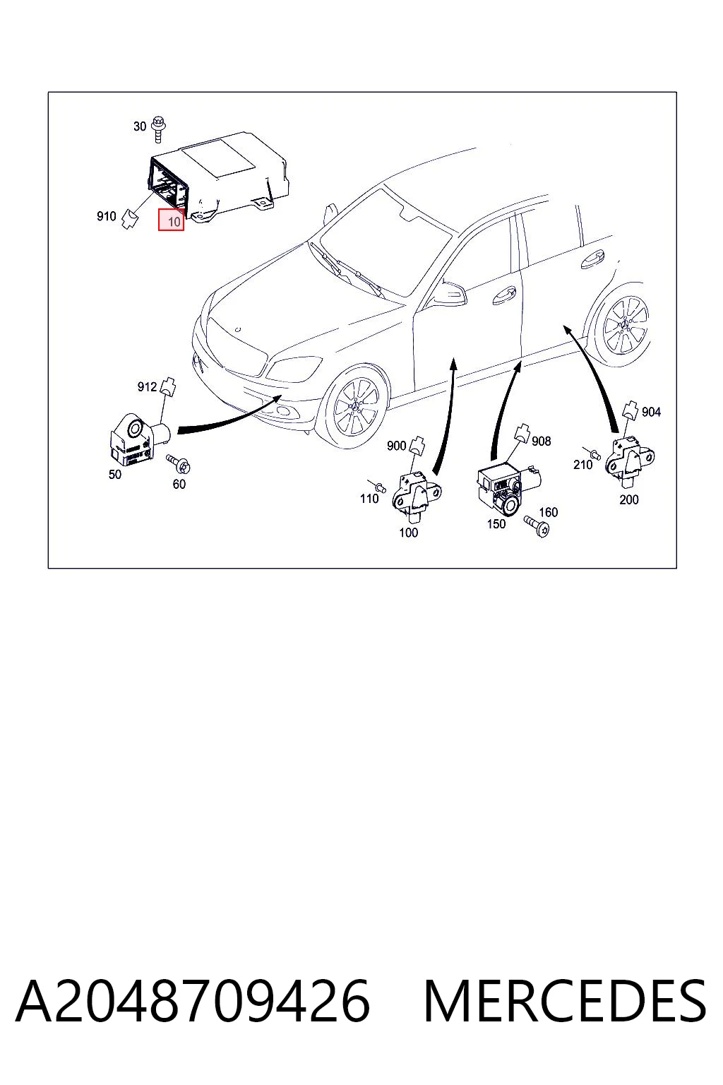 A204901260405 Mercedes Módulo de control de airbag