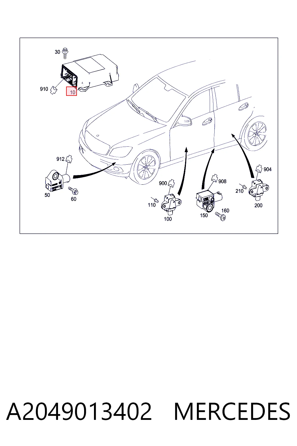 Módulo de control de airbag A204901260405 Mercedes