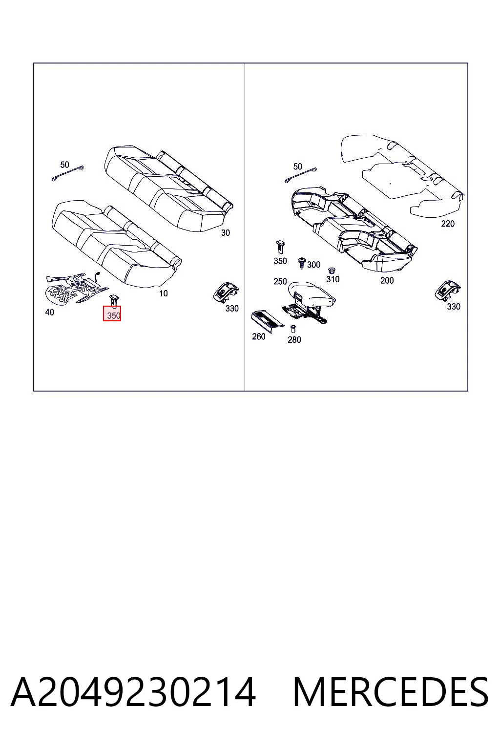 A2049230214 Mercedes Fijador de asiento trasero