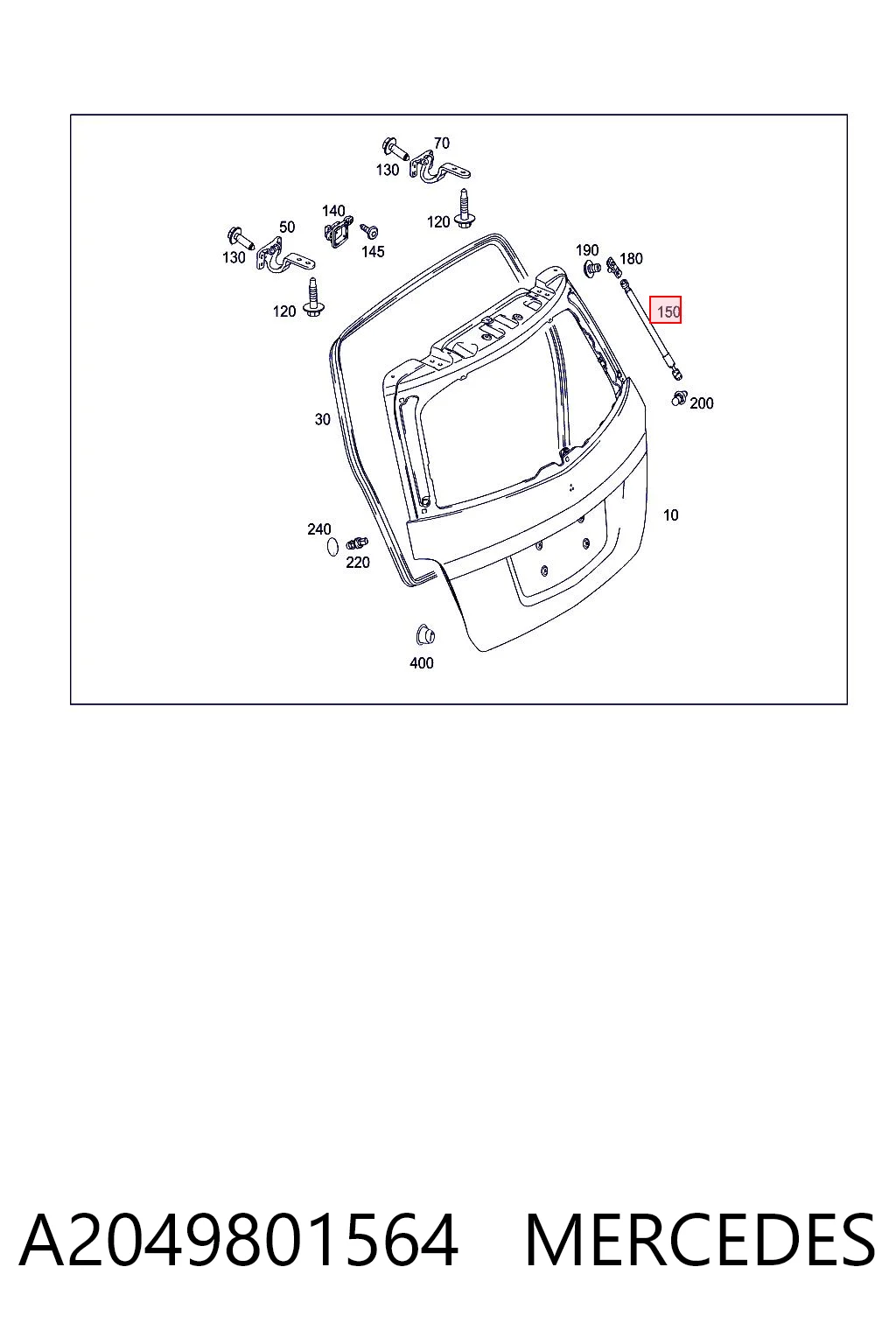 A2049801564 Mercedes Amortiguador de porton