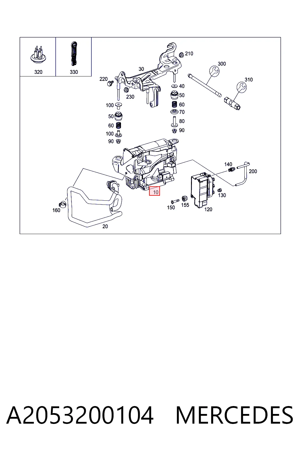 A2053200104 Mercedes Compresor de suspensión neumática