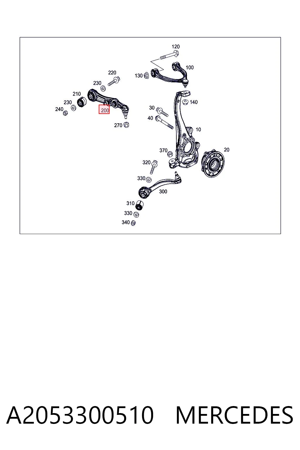 A2053300510 Mercedes Brazo inferior izquierdo de la suspensión delantera