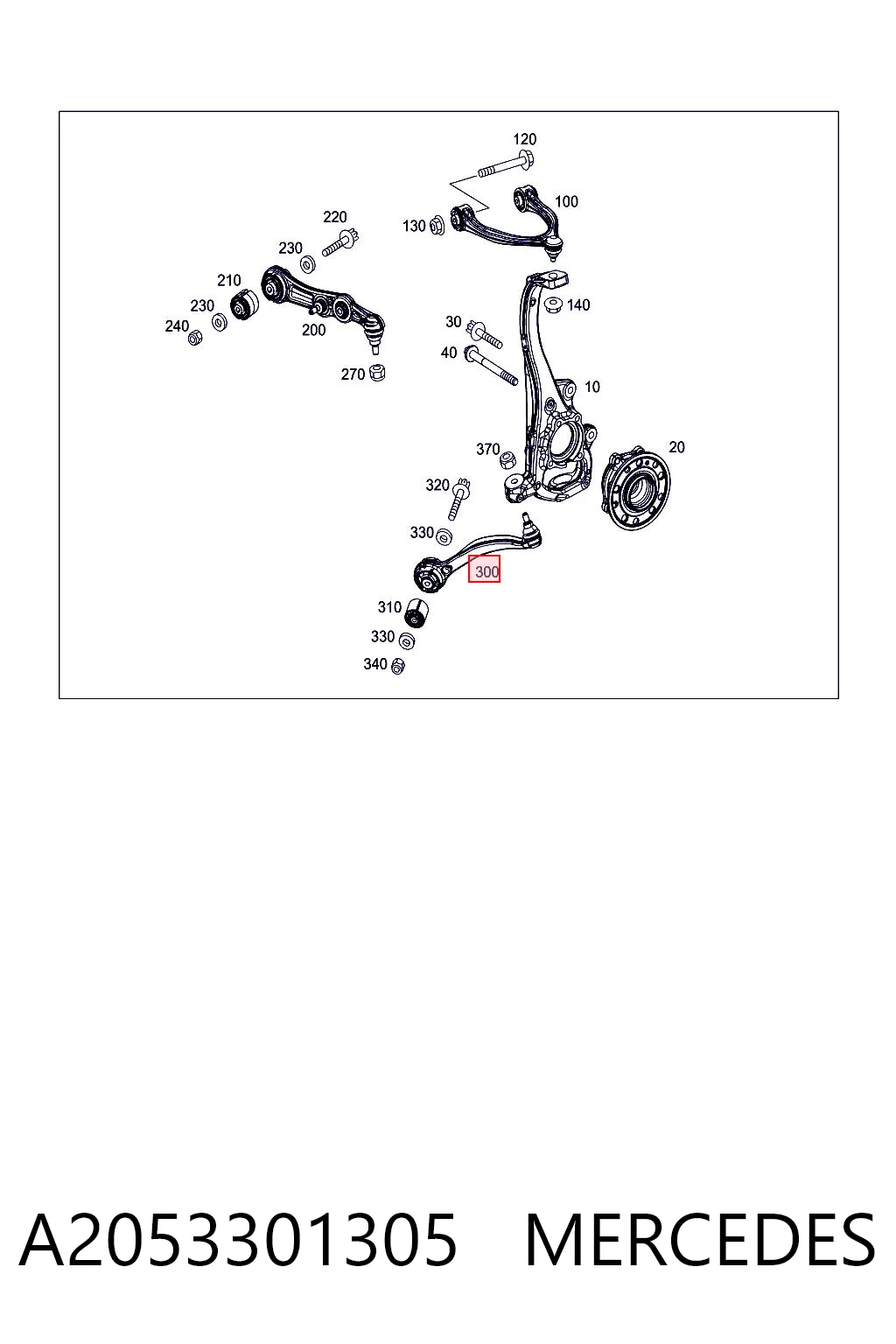 A2053301305 Mercedes Brazo inferior izquierdo de la suspensión delantera