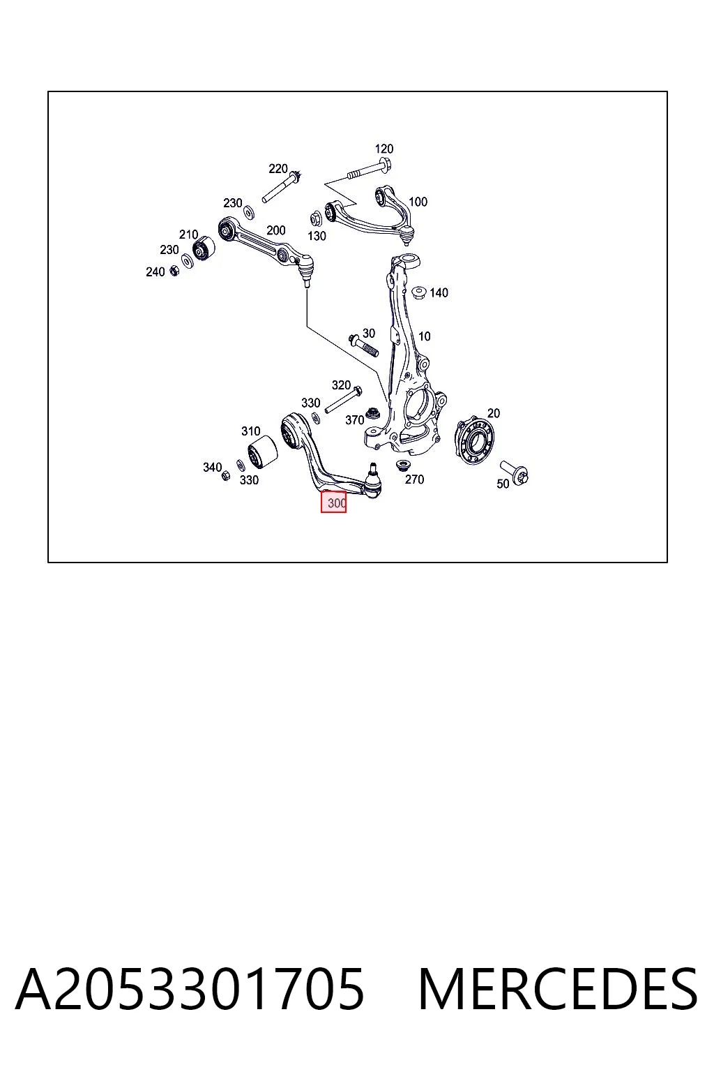 A2053301705 Mercedes Brazo inferior izquierdo de la suspensión delantera