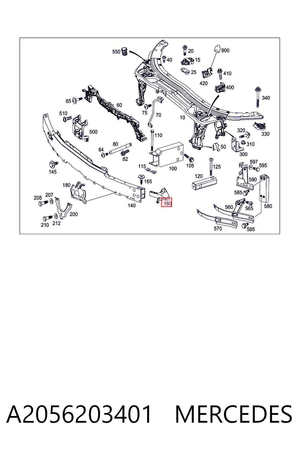 A2056203401 Mercedes Soporte de montaje de faros delantero izquierdo