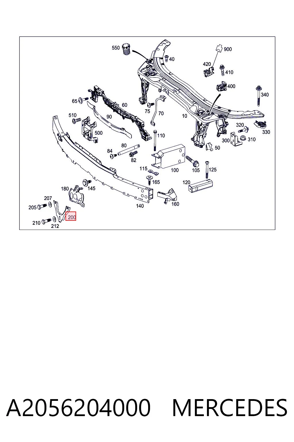 A2056204000 Mercedes Soporte de parachoques delantero izquierdo