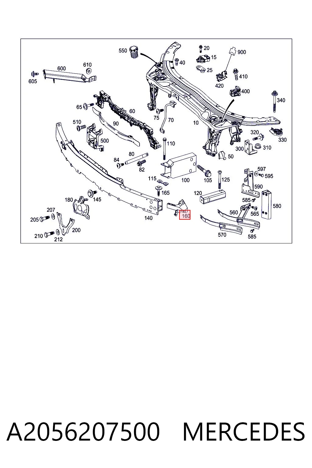 A2056207500 Mercedes Soporte de fijación del faro delantero derecho