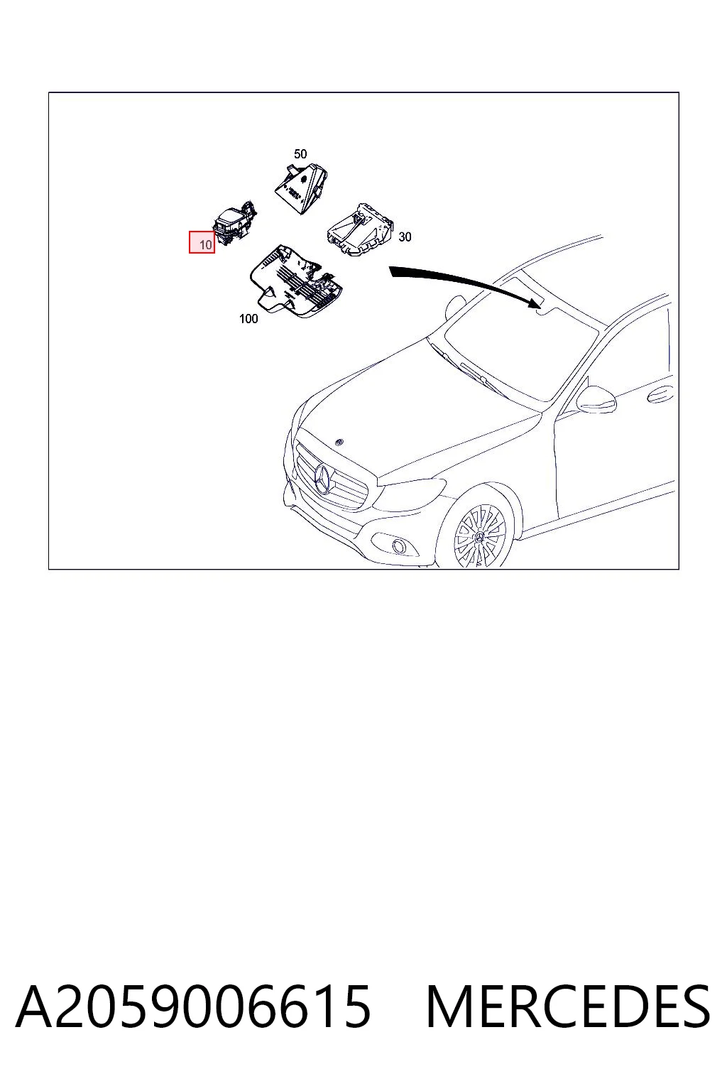 A2059006615 Mercedes Sensor de lluvia