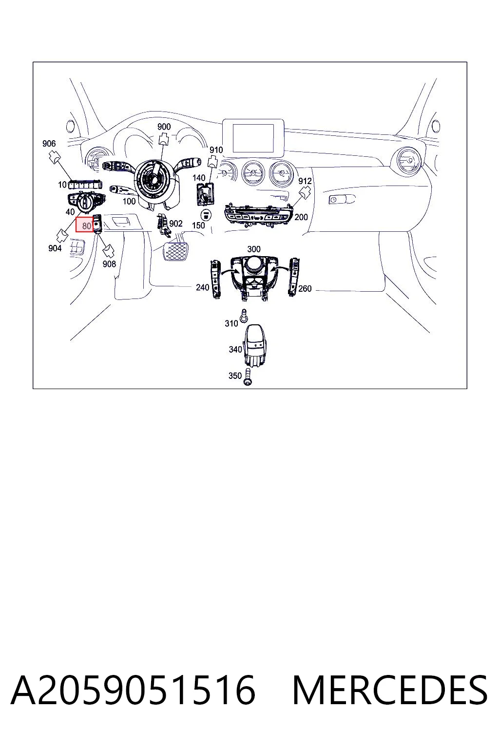 A2059051516 Mercedes Interruptor del freno de estacionamiento electromecánico