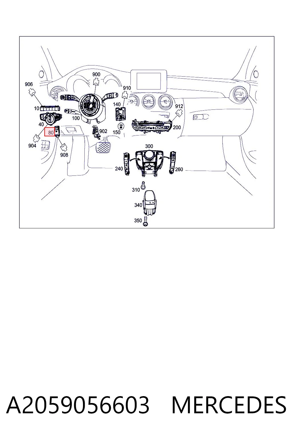 A2059056603 Mercedes Interruptor del freno de estacionamiento electromecánico