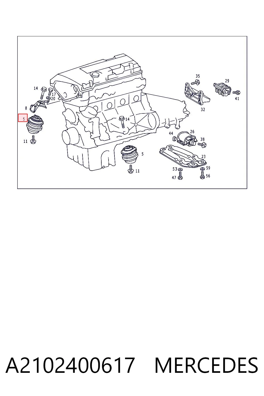 A2102400617 Mercedes Almohada del Motor Izquierda / Derecha