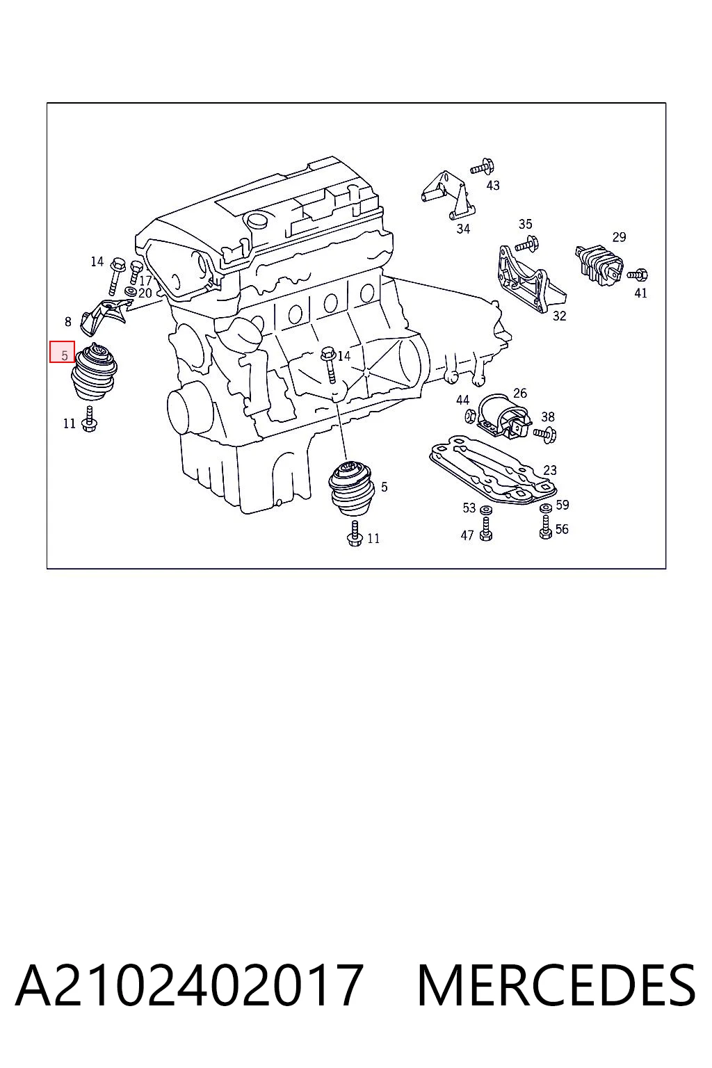 A2102402017 Mercedes Almohada del Motor Izquierda / Derecha