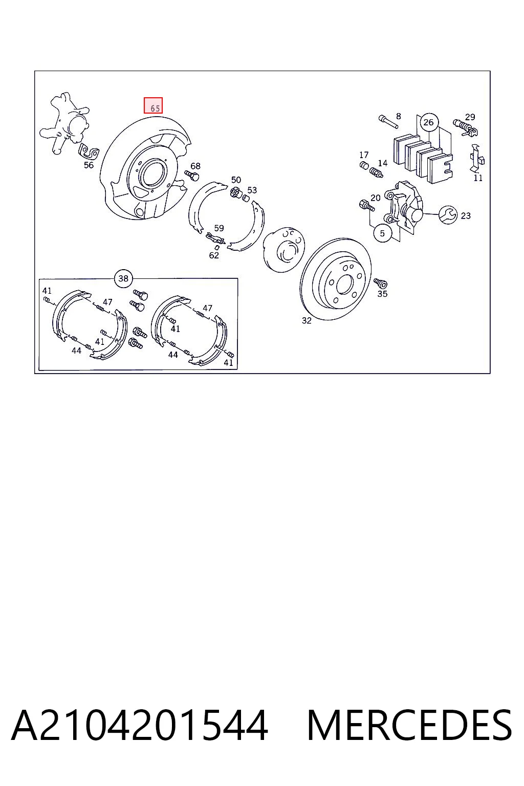 A2104201544 Mercedes Protector de disco de freno trasero derecho