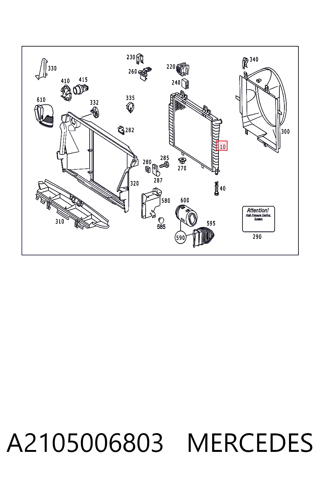 A2105006803 Mercedes Refrigeración del motor