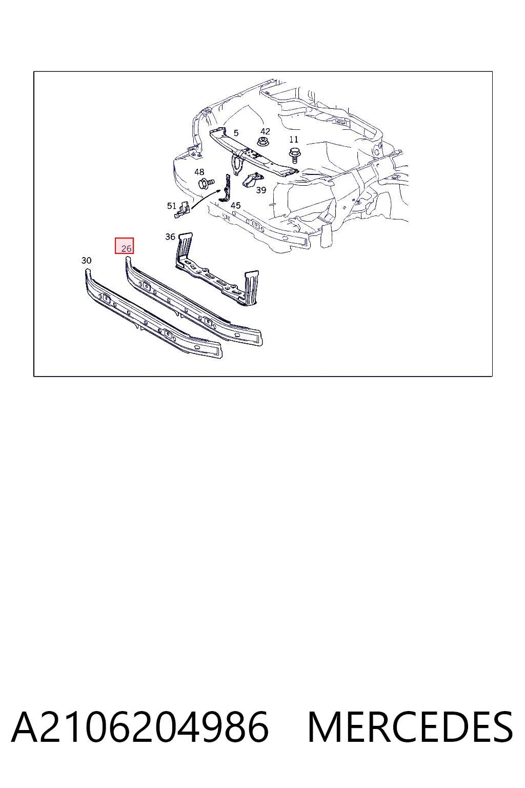 Refuerzo de parachoques delantero Mercedes E sedán (W210) (1995 - 2002) precio, desde 66,23 EUR