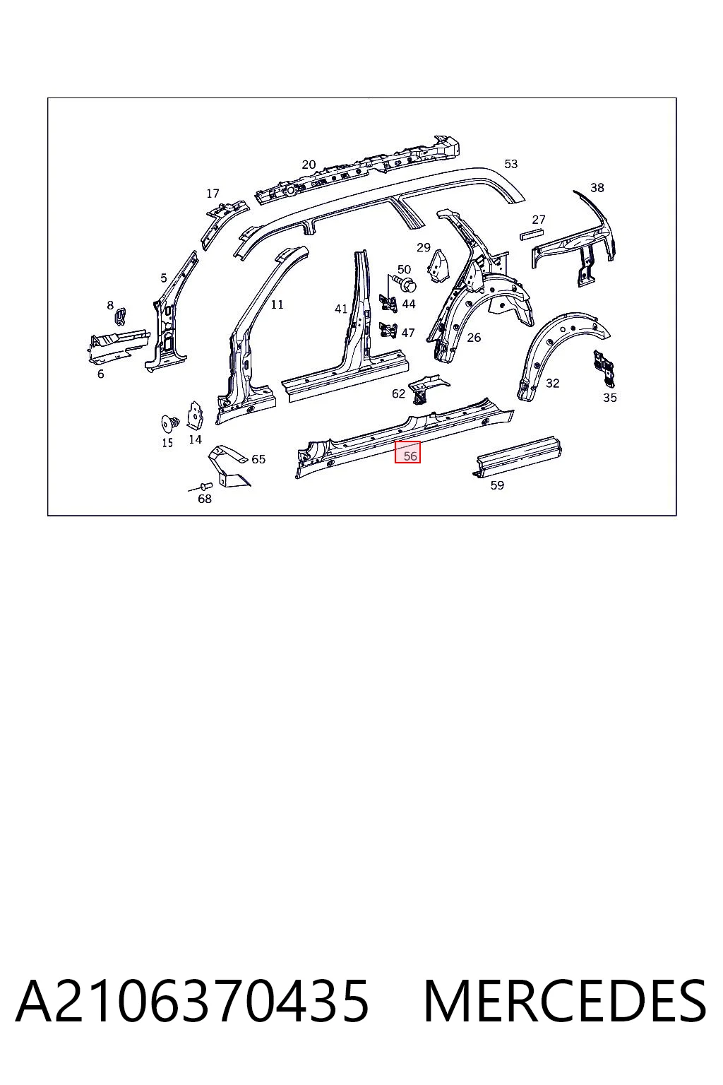 Comprar Umbral exterior derecho Mercedes E W210 a bajo precio