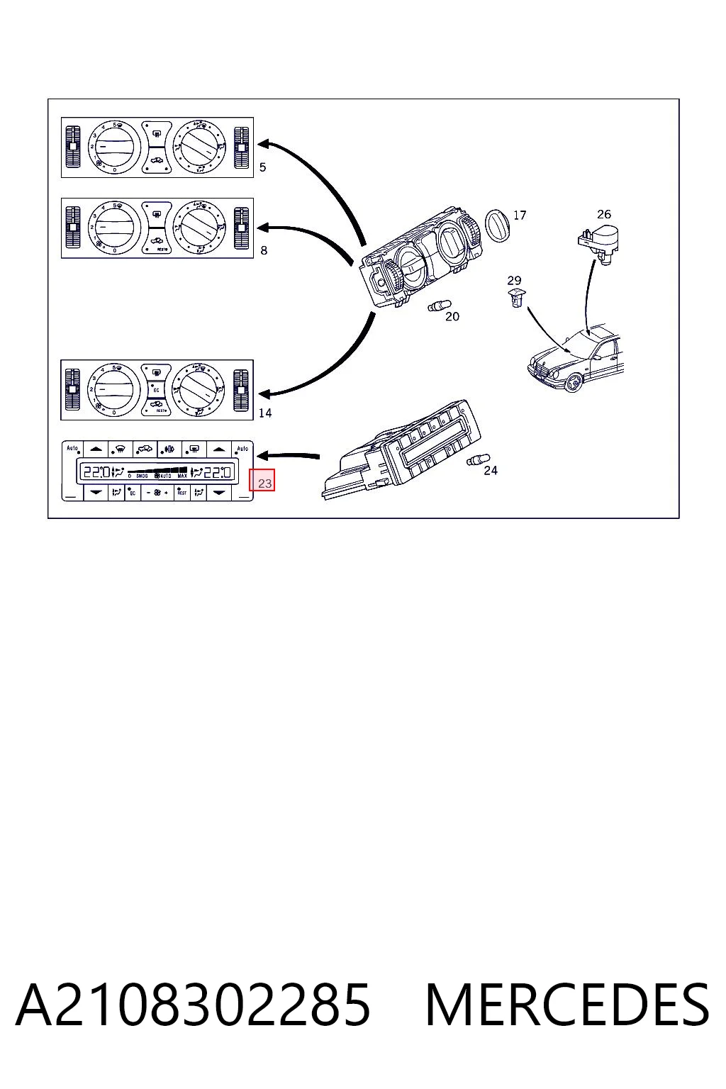 Módulo de modos de calefacción/aire acondicionado A2108302285 MERCEDES