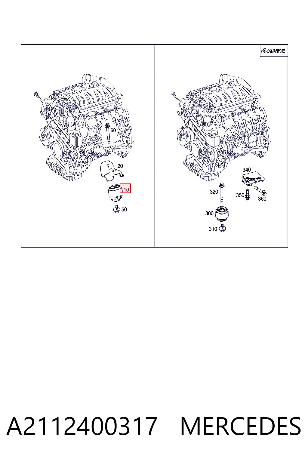A2112400317 Mercedes Almohada del Motor Izquierda / Derecha
