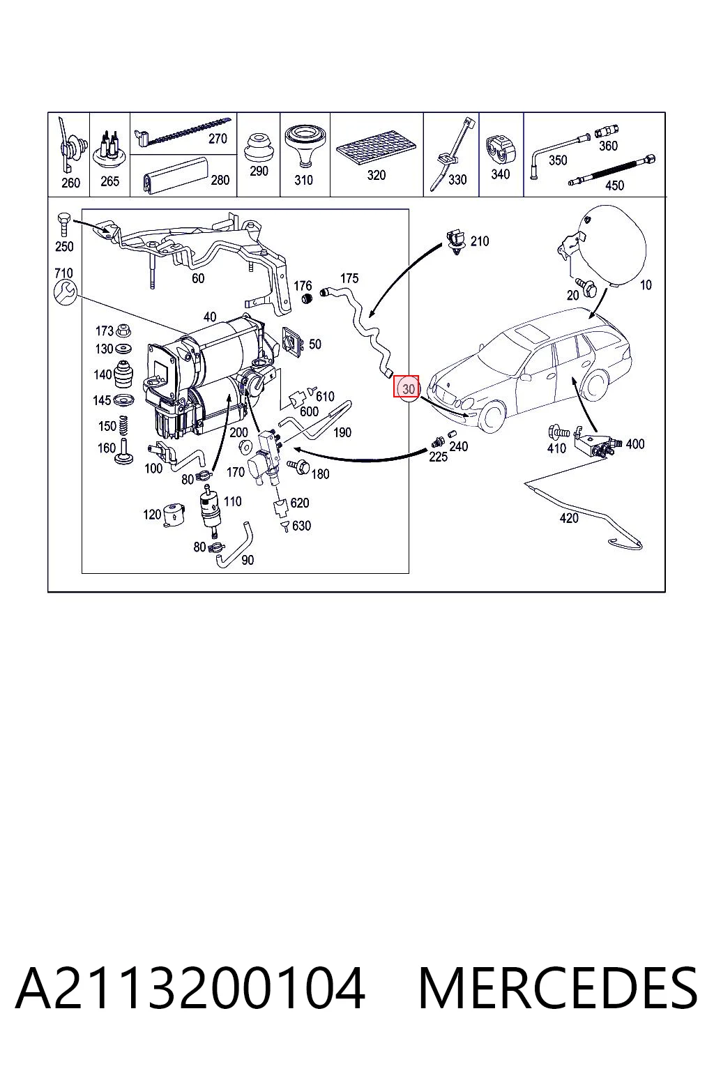 A2113200104 Mercedes Compresor de suspensión neumática