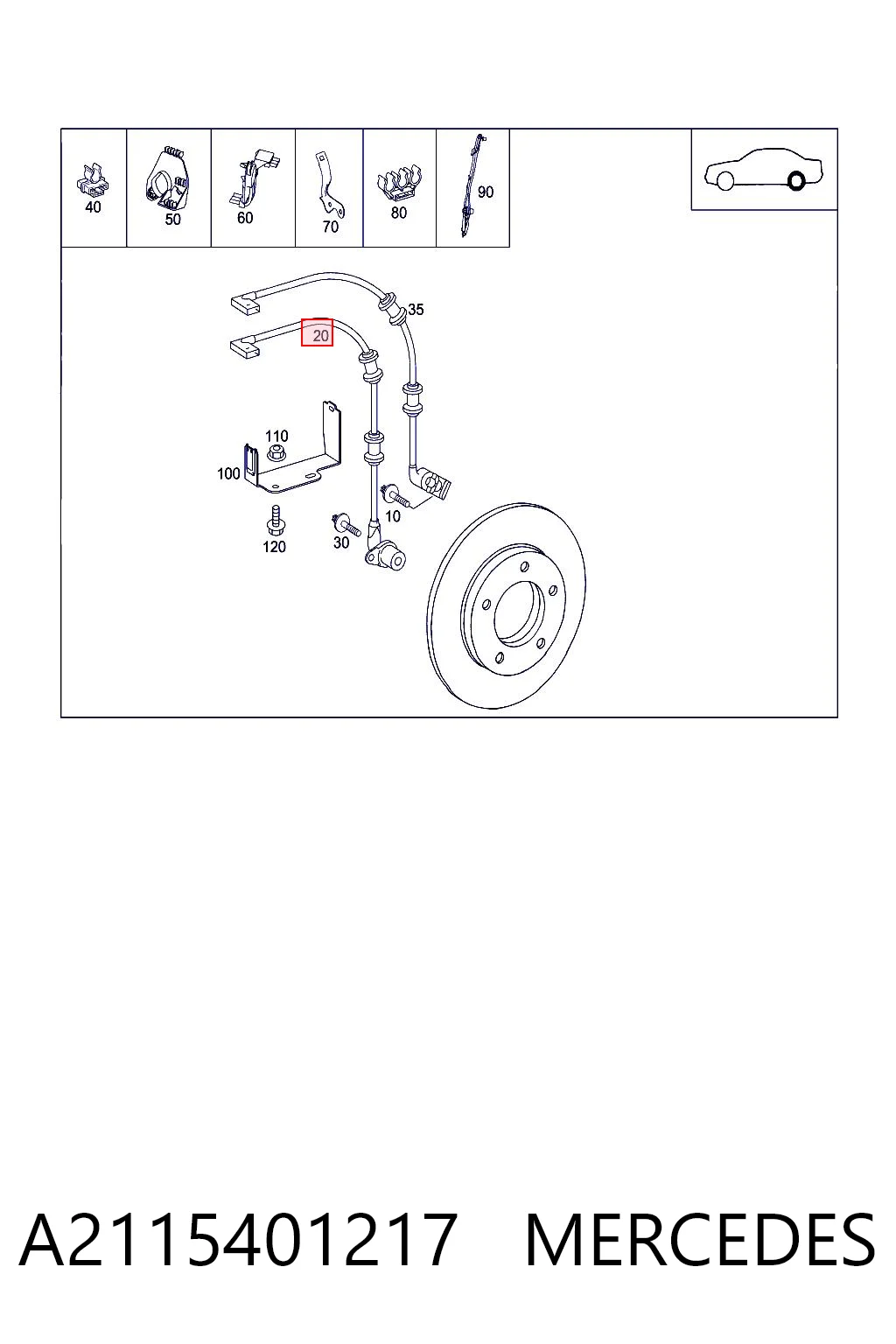 A2115401217 Mercedes Sensor de freno, trasero