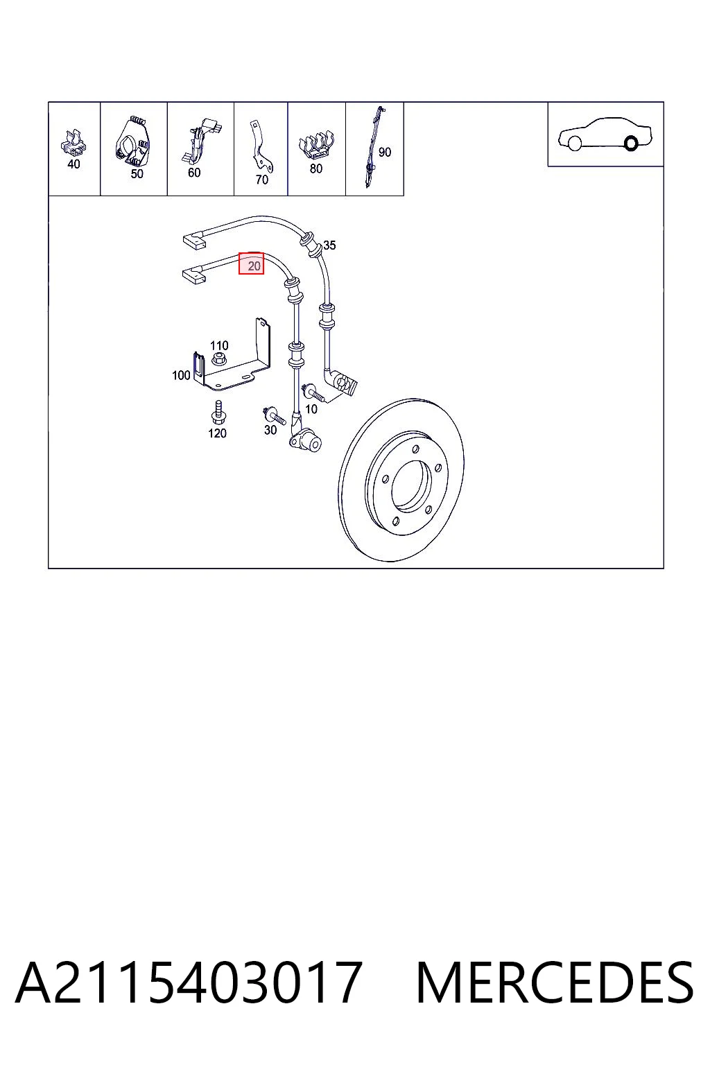 A2115403017 Mercedes Sensor ABS trasero