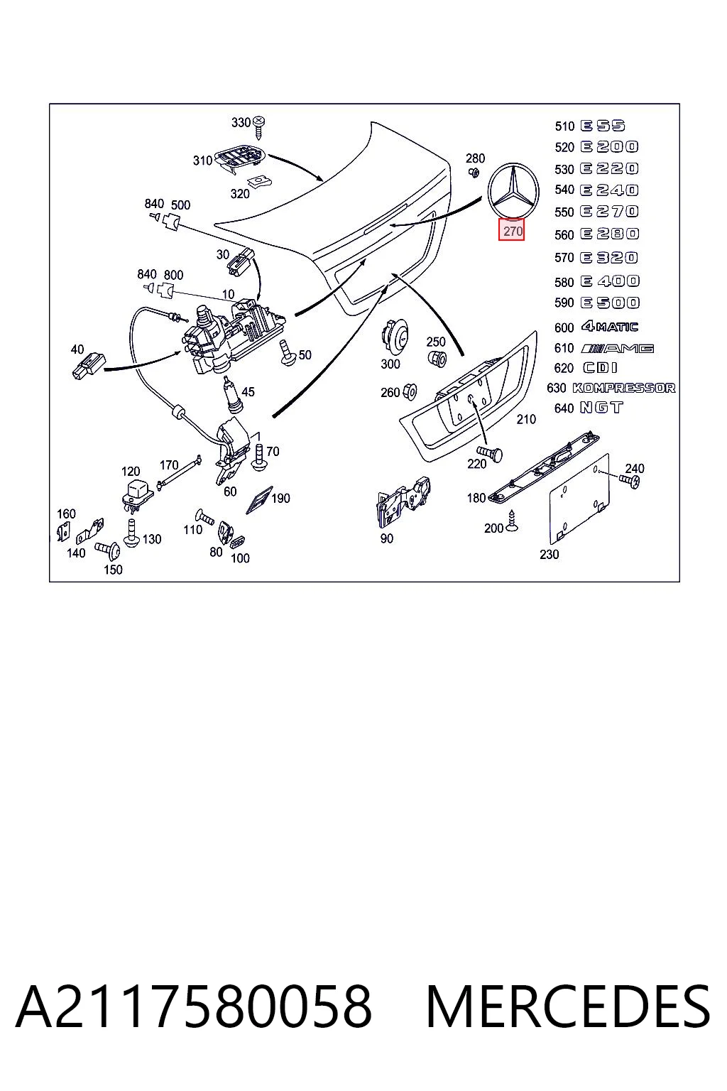 Comprar Emblema de tapa de maletero Mercedes E  W211 a bajo precio