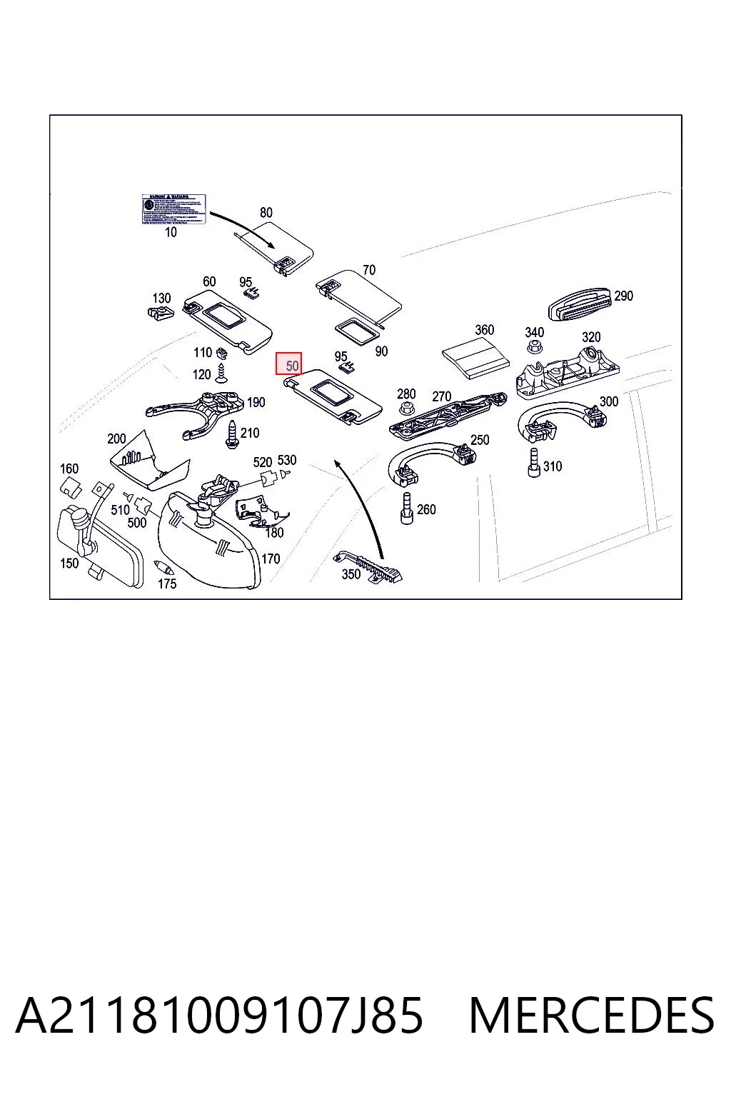 Comprar Visera parasol Mercedes E S211 a bajo precio