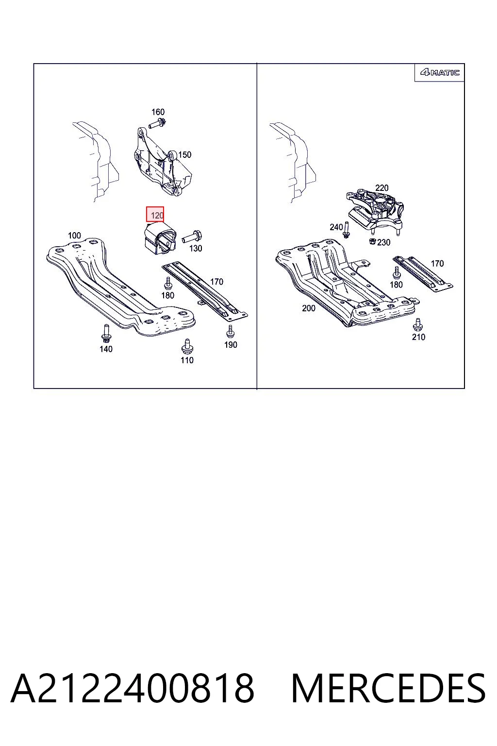 A2122400818 Mercedes Soporte de caja de velocidades