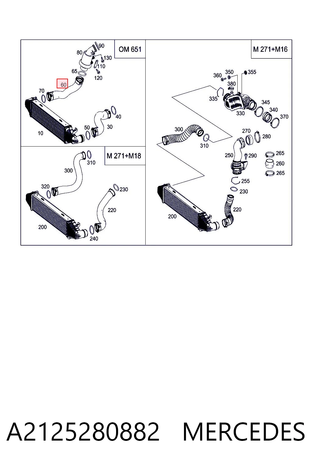 A2125280882 Mercedes Manguera del intercooler